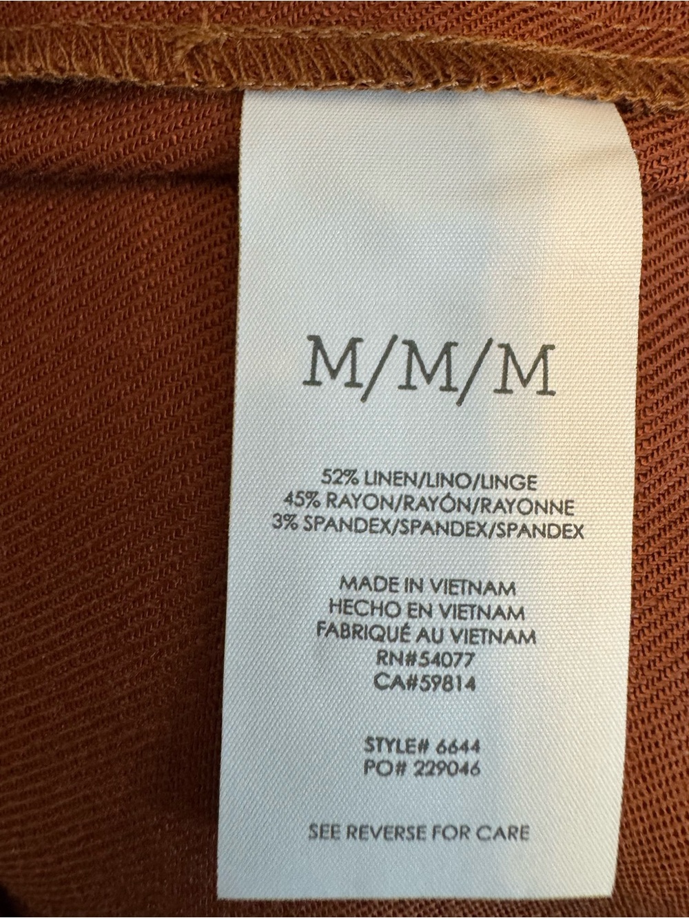 CAbi Rust Button-Front Sleeveless Tank #6644 Cruise top - Picture 6 of 7